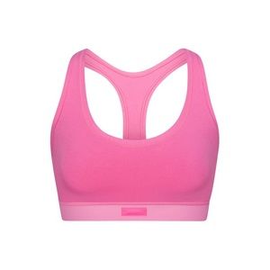 SKIMS Cotton Jersey Racerback Bra, Sugar Pink, Medium